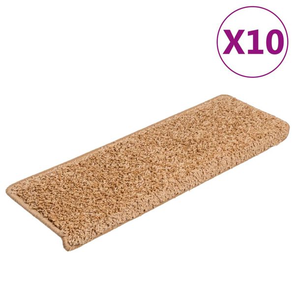 vidaXL Stair Mats 10 pcs 65x21x4 cm Beige Rectangular Edge