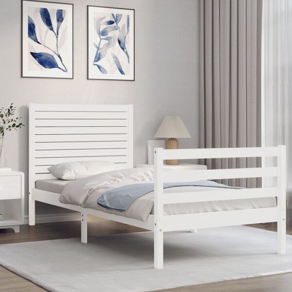 vidaXL Bed Frame without Mattress White 90x200 cm Solid Wood