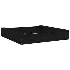 vidaXL Sandbox with Seats Black Square Solid Wood Pine