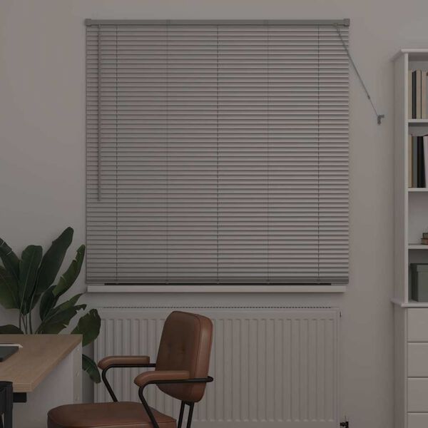 vidaXL Window Blind with Curtains Manual Silver Aluminium
