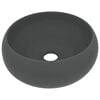 vidaXL Luxury Wash Basin Round Matt Dark Grey 40x15 cm Ceramic