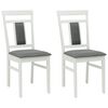 vidaXL Dining Chair 2 pcs Solid Rubber Wood White and Grey