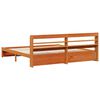 vidaXL Bed Frame with Headboard Wax Brown 200 x 200 cm Solid Pine Wood