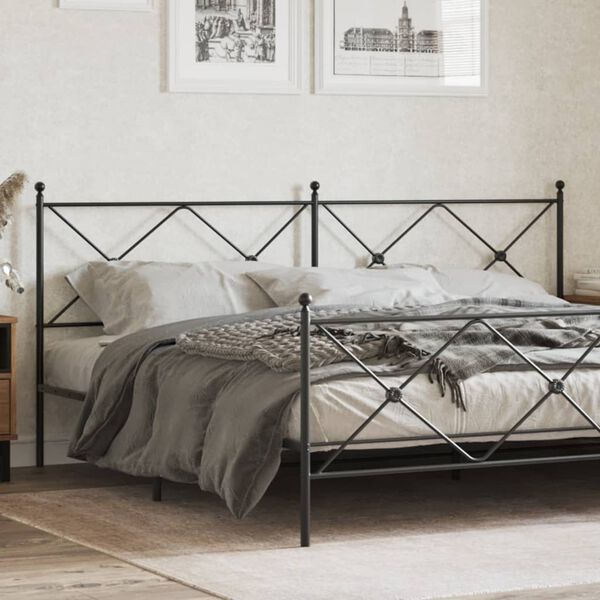 vidaXL Metal Headboard Black 200cm
