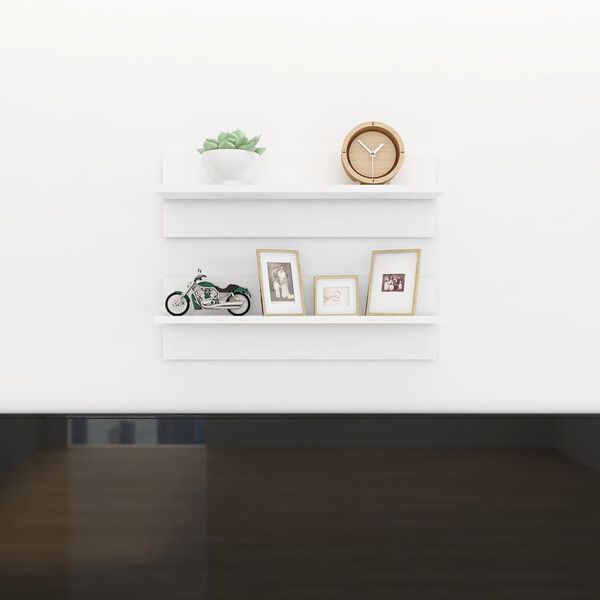vidaXL Wall Shelf 2 pcs White 60x11.5x18 cm Engineered Wood