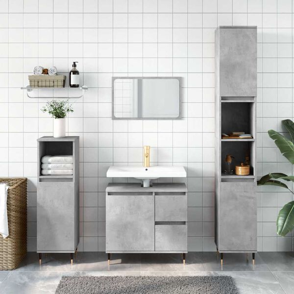 vidaXL Bathroom Cabinet Concrete Grey 65x33x60 cm Engineered Wood