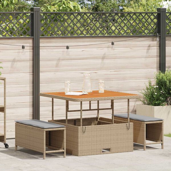vidaXL Garden Dining Set Beige Poly rattan