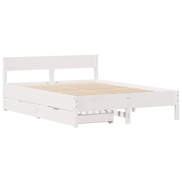vidaXL Bed Frame without Mattress White 140x190 cm Solid Wood Pine