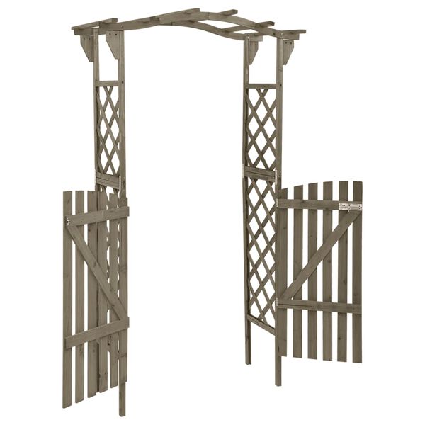 vidaXL Pergola with Gate 116x40x204 cm Grey Solid Firwood