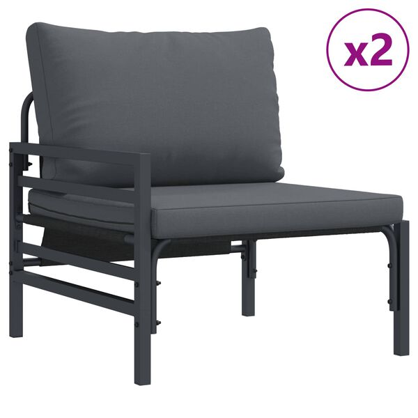 vidaXL Garden Sofa Set with Cushion 5 pcs Black Steel