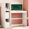 vidaXL Desk with Open Storage and Chalkboard with Shelf ROROS White