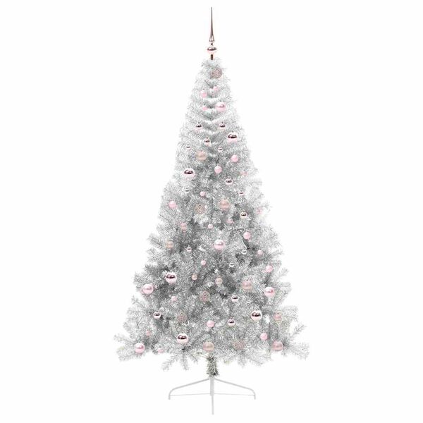 vidaXL Artificial Pre-lit Christmas Tree Silver 210 cm PET