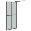 vidaXL Walk-in Shower Wall with Shelf Black 80x195cm ESG Glass&Aluminium