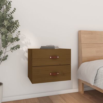 vidaXL Wall-mounted Bedside Cabinet Honey Brown 50x36x40 cm