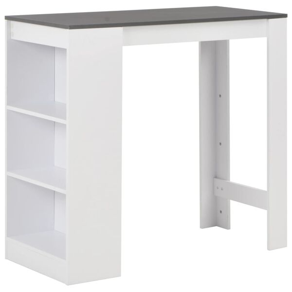 vidaXL Bar Table with Shelf White 110x50x103 cm