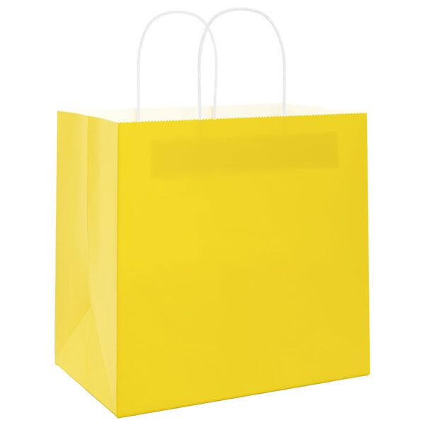 vidaXL Paper Bags 250 pcs with Handles Yellow 26x17x25 cm