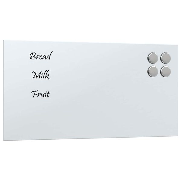 vidaXL Wall-mounted Magnetic Board White 40x20 cm Tempered Glass