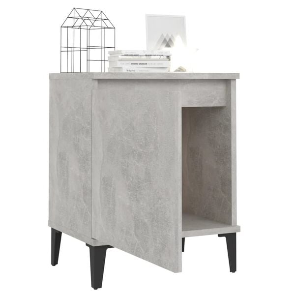 vidaXL Bed Cabinets with Metal Legs Concrete Grey 40x30x50 cm