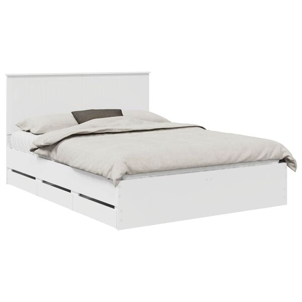 vidaXL Bed Frame with Drawer White 150 x 200 cm Engineer Wood