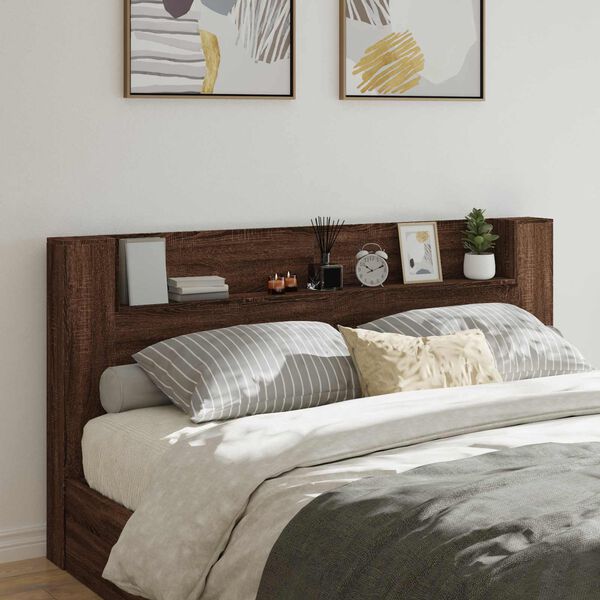 vidaXL Headboard Brown Oak 200 x 16.5 x 103.5 cm Engineered Wood