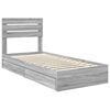 vidaXL Storage Bed with Drawer Grey Sonoma 90 x 190 cm Engineered Wood