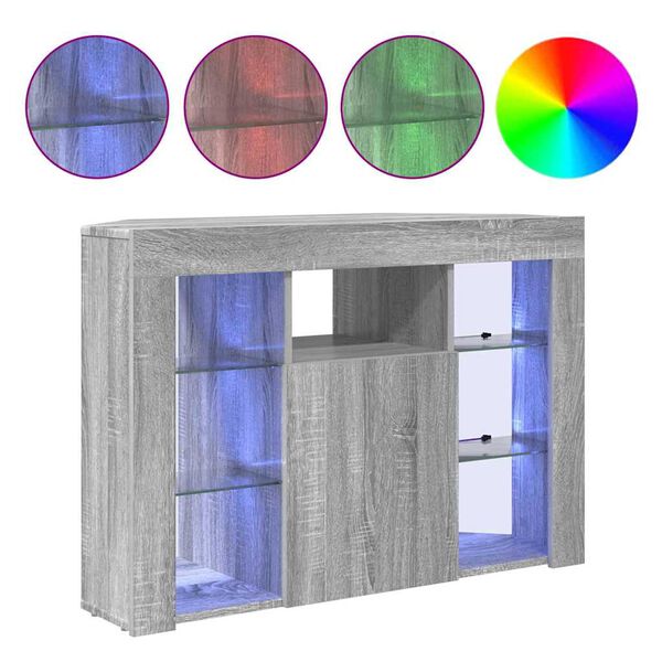 vidaXL Corner LED TV Cabinet Grey Sonoma 100x40x68cm Engineered Wood