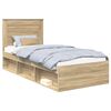 vidaXL Bed Frame with Drawer Sonoma Oak 75 x 190 cm Solid Pine Wood