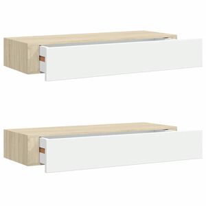 vidaXL Wall Drawer Shelves 2 pcs Oak and White 60x23.5x10cm MDF