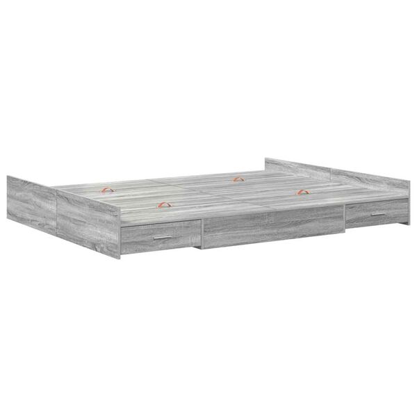 vidaXL Storage Bed Frame Grey Sonoma 150 x 200 cm Engineered Wood