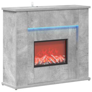 vidaXL Fireplace with LED Strip Concrete 63 x 20 x 54.5 cm