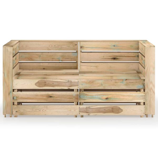 vidaXL 2-Seater Garden Sofa Green Impregnated Pinewood