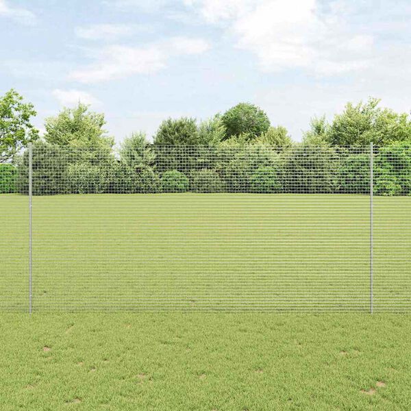 vidaXL Fence with Post Silver 1.6 x 10 m Steel