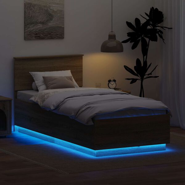 vidaXL Bed Frame with Headboard Sonoma Oak 70 x 190 cm Engineered Wood