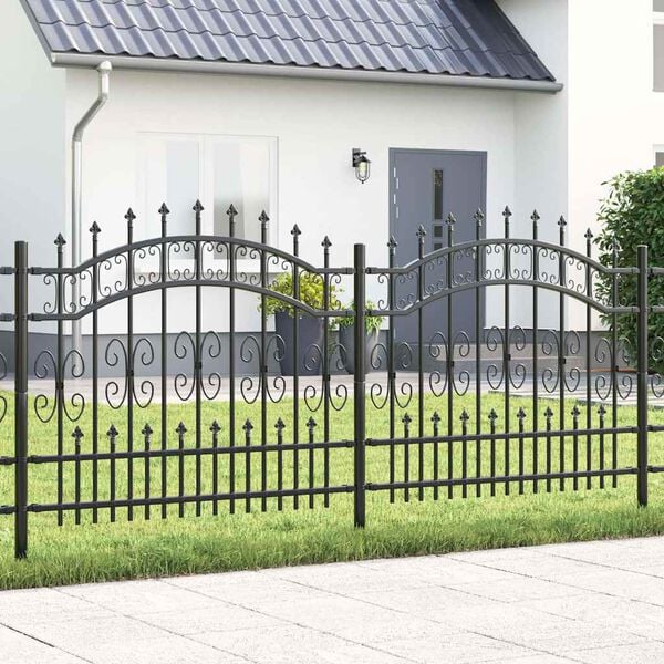 vidaXL Garden Fence Grey 240 x 140 cm Powder-coated steel