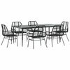 vidaXL 7 Piece Garden Dining Set Black Poly Rattan Glass