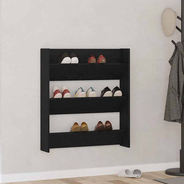 vidaXL Shoe Cabinet Black Oak 80 x 18 x 90 cm Engineered Wood