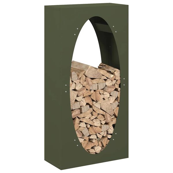 vidaXL Firewood Rack Olive Green 50x23x100 cm Cold-rolled steel