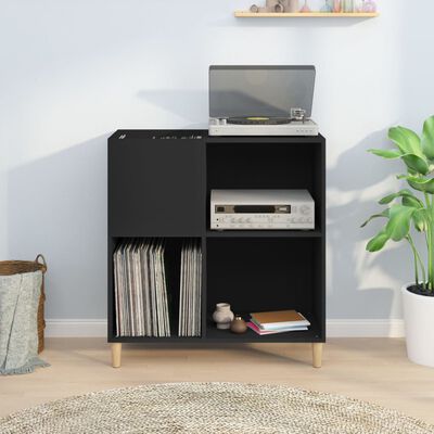 vidaXL Record Cabinet Black 84.5x38x89 cm Engineered Wood