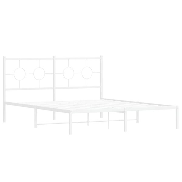 vidaXL Metal Bed Frame without Mattress with Headboard White 160x200cm