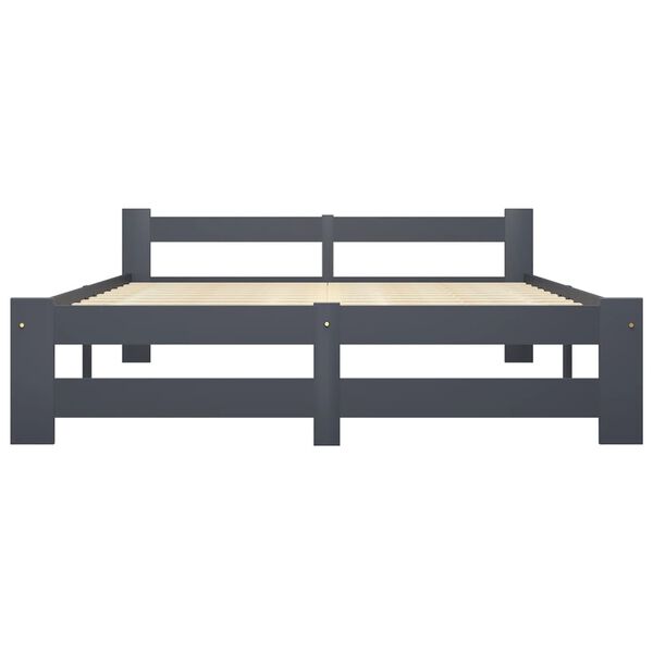 vidaXL Bed Frame without Mattress Dark Grey Solid Pine Wood 120x200 cm
