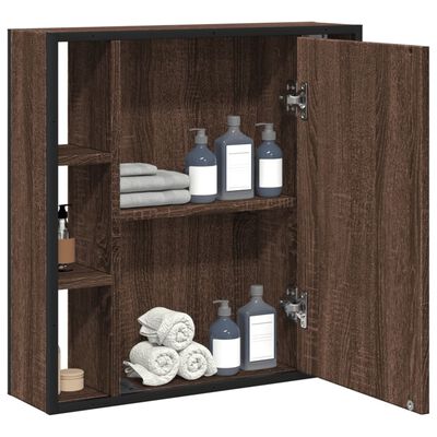 vidaXL Bathroom Mirror Cabinet Brown Oak 60x16x60 cm Engineered Wood