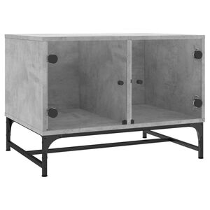 vidaXL Coffee Table with Glass Doors Concrete Grey 68.5x50x50 cm