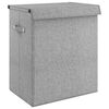 vidaXL Foldable Laundry Hamper Grey 51x34.5x59 cm Faux Linen Fabric