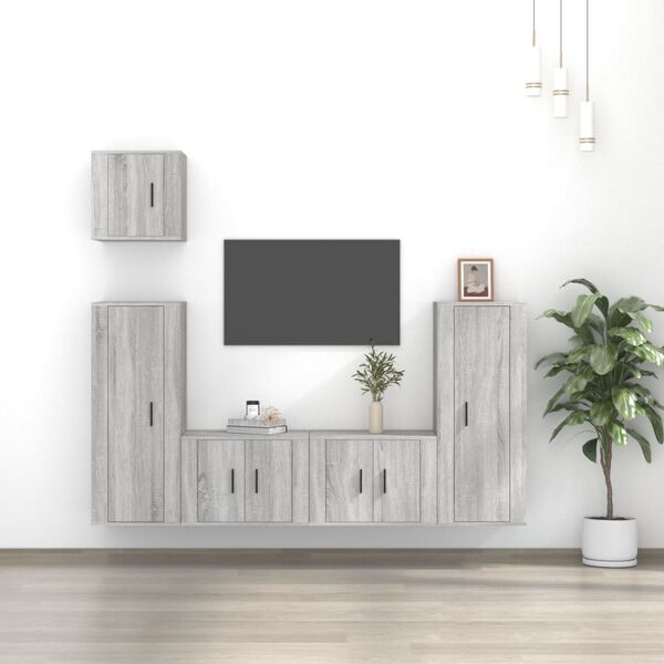 vidaXL 5 Piece TV Cabinet Set Grey Sonoma Engineered Wood