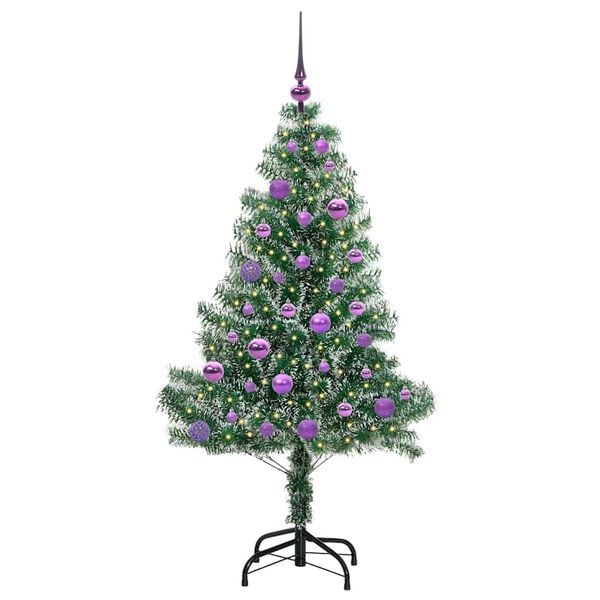 vidaXL Artificial Christmas Tree Snow Flocked with LED Light 150 cm