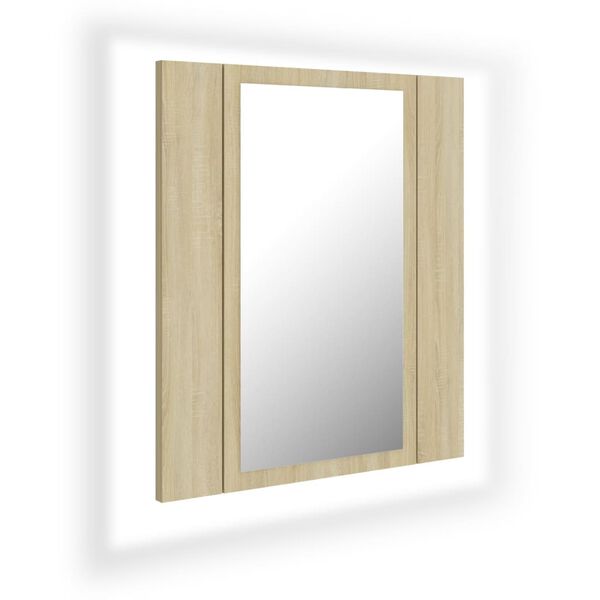 vidaXL LED Bathroom Mirror Cabinet Sonoma Oak 40x12x45 cm Acrylic
