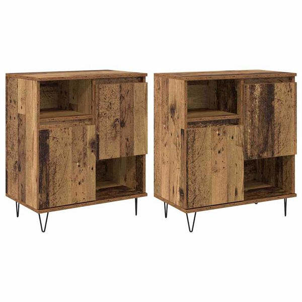vidaXL Sideboard 2 pcs Old Wood 60 x 35 x 70 cm