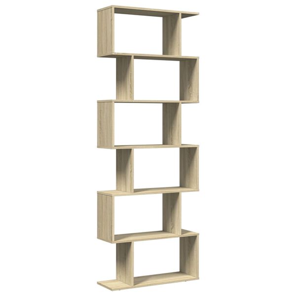 vidaXL Room Divider Bookcase 6-Tier Sonoma Oak 70x24x193 cm Engineered Wood