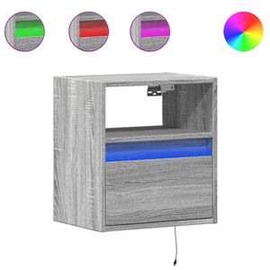 vidaXL TV Wall Cabinet with LED Lights Grey Sonoma 41x31x45 cm