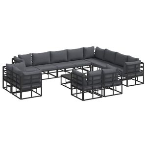 vidaXL Garden Sofa Set 13 pcs Black Aluminium